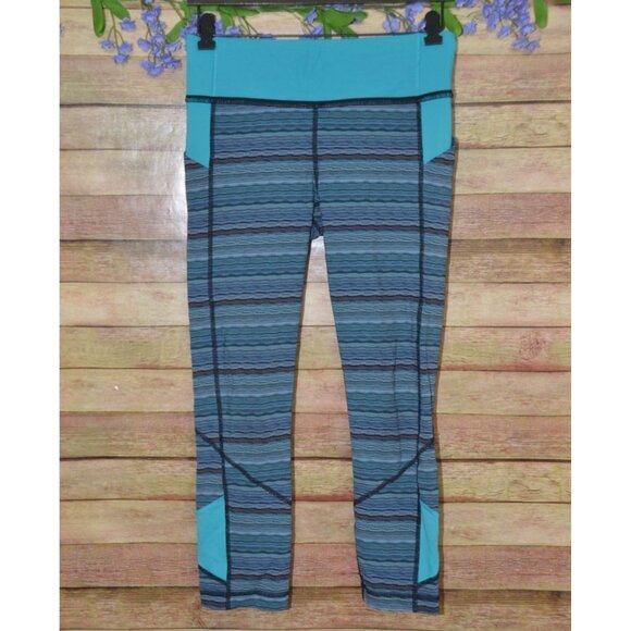 Lululemon Pace Rival Blue Space Dye Pull On Workout Athletic Crop Legging Size 6 - Picture 1 of 10